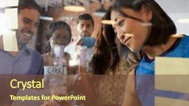  Presentation with collaborative ideas - Audience pleasing presentation theme consisting of businesswoman writing ideas on glass backdrop and a tawny brown colored foreground