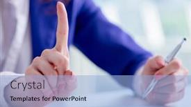  Presentation with writing notes - Colorful slide deck enhanced with businesswoman-writing-notes-at-desk backdrop and a light blue colored foreground