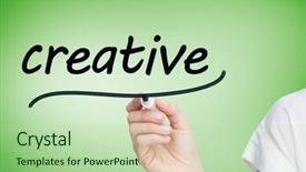  Presentation with creative writing - Amazing presentation having businesswoman writing the word creative against green vignette backdrop and a mint green colored foreground