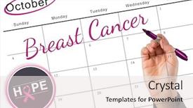  Presentation with breast cancer awareness - Audience pleasing slide deck consisting of businesswomans hand writing with marker against breast cancer awareness message on poster backdrop and a white colored foreground