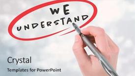  Presentation with writing pen - Theme consisting of businesswomans hand writing with pen against light glowing dots design pattern background and a lemonade colored foreground