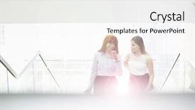  Presentation with nsw moving - Cool new PPT theme with businesswomen having coffee while moving backdrop and a white colored foreground