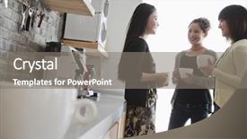  Presentation with coffee - Audience pleasing slide set consisting of businesswomen on the coffee break backdrop and a gray colored foreground