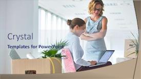  Presentation with new office - Amazing presentation having businesswomen working against boxes in new office backdrop and a lemonade colored foreground