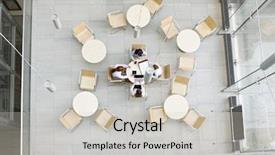  Presentation with canteen - Theme enhanced with businesswomen working in office canteen background and a light gray colored foreground