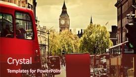  Presentation with busy street - Beautiful PPT theme featuring businis - busy street of london england backdrop and a tawny brown colored foreground