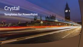  Presentation with buses - Slide deck enhanced with businis - london england uk red buses background and a ocean colored foreground