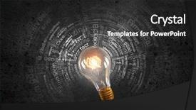  Presentation with glowing light bulb light bulb - Beautiful presentation design featuring businness - glowing glass light bulb backdrop and a dark gray colored foreground