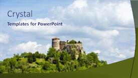  Presentation with castle - Slides consisting of busseol-castle-puy-de-dome background and a light blue colored foreground