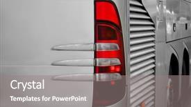  Presentation with bus - Colorful slide set enhanced with busses - big bus outdoors closeup backdrop and a gray colored foreground