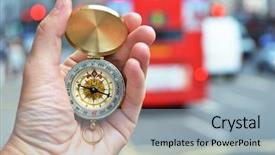  Presentation with compass - Colorful PPT layouts enhanced with busses - compass in the hand backdrop and a light blue colored foreground