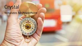  Presentation with compass - PPT theme enhanced with busses - compass in the hand background and a coral colored foreground
