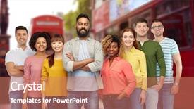  Presentation with diversity women - Cool new theme with busses - travel tourism diversity ethnicity backdrop and a coral colored foreground