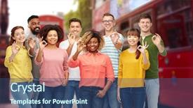  Presentation with diversity women - PPT layouts with busses - travel tourism diversity ethnicity background and a ocean colored foreground