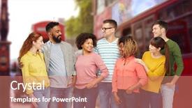  Presentation with diversity women - PPT theme enhanced with busses - travel tourism diversity ethnicity background and a coral colored foreground