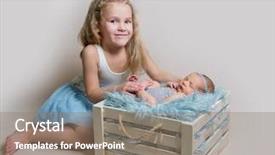  Presentation with neonatal premature newborn baby girl - Slides consisting of bussinee people - little girl and her newborn background and a gray colored foreground