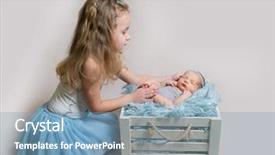  Presentation with sister - Beautiful PPT theme featuring bussinee people - little girl and her newborn backdrop and a teal colored foreground