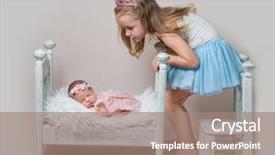  Presentation with neonatal premature newborn baby girl - Presentation design enhanced with bussinee people - little girl sits next her background and a coral colored foreground