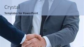  Presentation with bussines - Presentation theme having bussines-hand-shaking-will-show background and a light blue colored foreground