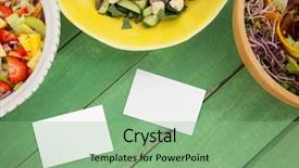  Presentation with bussiness - Slide set featuring bussiness cards on green wooden background and a seafoam green colored foreground