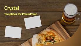  Presentation with bussiness - Cool new slide set with bussiness cards on wooden desk backdrop and a tawny brown colored foreground