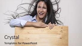  Presentation with advertising - Audience pleasing PPT theme consisting of parole - beautiful woman behind advertising board backdrop and a lemonade colored foreground