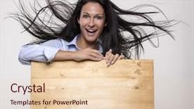  Presentation with advertising - Cool new slide deck with parole - beautiful woman behind advertising board backdrop and a lemonade colored foreground