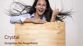  Presentation with airport boarding board - Amazing slide set having parole - beautiful woman behind advertising board backdrop and a lemonade colored foreground