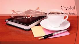  Presentation with bussiness - Presentation enhanced with bussiness ideas - cup of coffee book clock background and a lemonade colored foreground