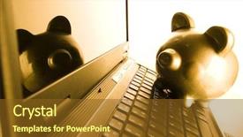  Presentation with piggy bank - Slides consisting of puzzle money - notebook piggy bank background and a blonde colored foreground