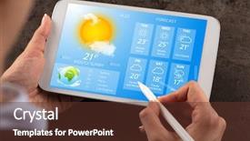  Presentation with forecasting - Beautiful presentation theme featuring bussiness forecasting - business woman checking weekly weather backdrop and a tawny brown colored foreground