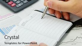  Presentation with bussiness - Slide deck with bussiness man writing background and a white colored foreground