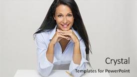  Presentation with bussiness - Presentation theme featuring bussiness ideas - beautiful woman in business background and a light gray colored foreground