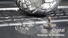  Presentation with bussiness - PPT theme enhanced with electronic bussiness - metal globe background and a gray colored foreground