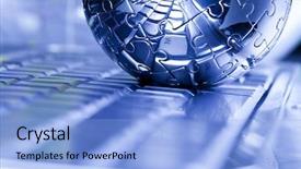  Presentation with world - Amazing slide set having electronic bussiness - world and computer backdrop and a light blue colored foreground