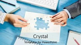  Presentation with solution - Slide set with bussiness strategy - finally finding solution background and a light blue colored foreground