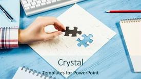  Presentation with finding the best international tealent - Beautiful slide set featuring bussiness strategy - finally finding solution backdrop and a light blue colored foreground