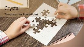  Presentation with problem solution motivation customer - Presentation theme featuring bussiness woman - finally finding solution background and a coral colored foreground