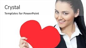  Presentation with love heart - Colorful PPT layouts enhanced with bussinesswoman - beauty portrait of young attractive backdrop and a  colored foreground