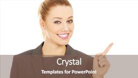  Presentation with strategic management needle pointing - Slide deck having bussinesswoman - businesswoman pointing up background and a  colored foreground