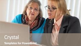  Presentation with helping others two hands woman - Presentation with bussinesswoman - woman helping senior adult lady background and a  colored foreground