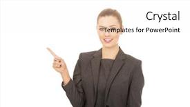  Presentation with beautiful scenery of kuala lumpur - Slide set enhanced with bussinesswoman - young beautiful businesswoman pointing up background and a  colored foreground