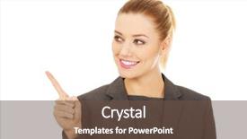  Presentation with beautiful sheet of cannabis marijuana - Beautiful presentation theme featuring bussinesswoman - young beautiful businesswoman pointing up backdrop and a  colored foreground