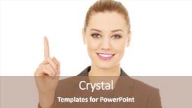  Presentation with strategic management needle pointing - Beautiful PPT layouts featuring bussinesswoman - young beautiful businesswoman pointing up backdrop and a  colored foreground