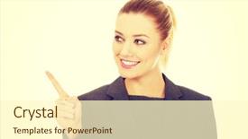  Presentation with babbling brook beautiful reflections - PPT theme consisting of bussinesswoman - young beautiful businesswoman pointing up background and a  colored foreground