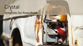  Presentation with old car - Presentation theme with busted taillight on rear end background and a mint green colored foreground