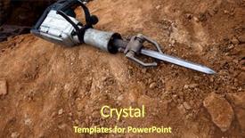  Presentation with pneumatic system - Slides featuring buster - grungy pneumatic hammer lying background and a  colored foreground