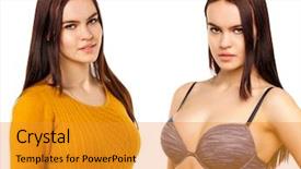  Presentation with sexy - Colorful presentation theme enhanced with busty - collage two sexy models young backdrop and a gold colored foreground