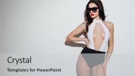  Presentation with image retrieval - PPT theme having busty - image of amazing young woman background and a  colored foreground