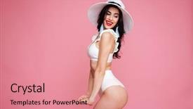  Presentation with happy smiling woman dental health - Theme with busty - portrait of a smiling pretty background and a coral colored foreground